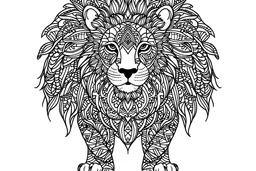 outline art for coloring page foot steps of lion , mandala style, no shadow, clear, full body, clean line art