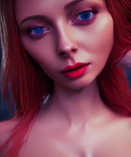 Realistic detailed perfect face portrait of a insane young beautiful woman top model in short open dress. Sensual, volumetric lighting, Unreal Engine 5,3D Animation Quality, Octane Rendering. A masterpiece. There are water, flowers, vivid colors.