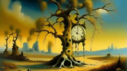 A tree with melted clocks painted by Salvador Dali