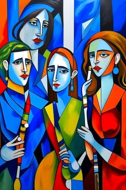 picasso style cubism 5 people