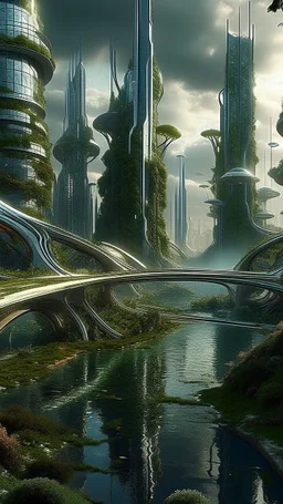futuristic nature city