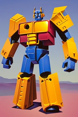 Fotoretrato de un transformer de 1980, debe ser algo decadente. Vibrante en colores, solo su cara es un retrato. Rounded autobot, optimus prime. Animé. Wasted drunk. Yellow, fun. Cosmos.