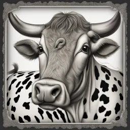 Cow with rat ears and tail caricature art