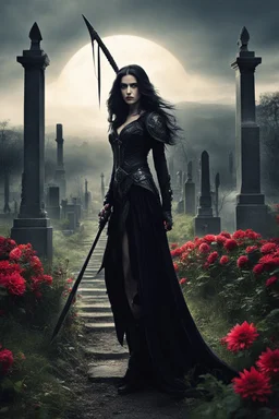 Dahlia arrived with her scythe at the cemetery, told the taxi driver to wait, and went to find her target. Azazel was waiting for her, at the very end of the cemetery. Dahlia had not seen Azazel for long, maybe two or three centuries, but she remembered how perverted and violent he could be. She ensured her grasp on her scythe, and started to walk to him, step after step. Dahlia wondered how many hellhounds he could have with him.