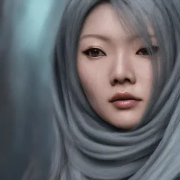 close up portrait of hitomi tanaka as woman in hijab, fine detail, highly intricate, modern surrealism painting, defined cracks and breaks, high-quality, volumetric lighting, 8k, ultrahd, George Grie, Marco Escobedo, Igor Morski,Brian Froud, Howard Lyon, Selina French,