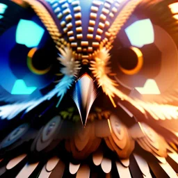 Owl, macro lens blur, hyperphotorealistic, sharp focus, unreal engine