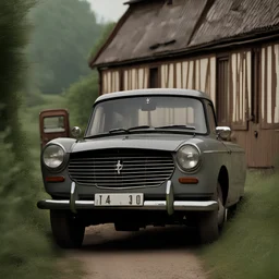 Peugeot 404 pickup gray in country road