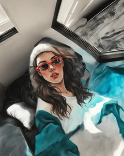 draw a portrait of a girl with sunglass