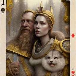 A viking and his wive playing cards, scary, steam punk, realistic, made in octane, cinematic, ultra-realistic, extremely detailed octane rendering, 8K, VRAY Super Real ar 2:3, dof photorealistic futuristic 50mm lens hard lighting dark gray tintype photograph, realistic lighting, sepia color