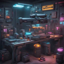 cyberpunk gun crafting station