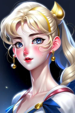 Generate a full-body image, depicting Sailor Moon's transformation into a stunning and realistic beautiful woman. Ensure the transformation is seamless with no distortions or deformations in any part of her body. Capture the essence of her character and the elegance of her transformation in a single, flawless frame.