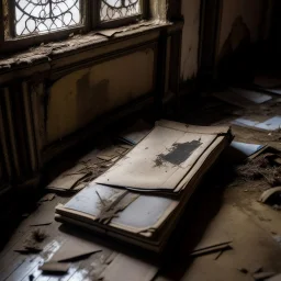 una libreta en un castillo abandonado