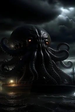 Digital art, high quality, digital masterpiece, natural illumination, stormy day, spotlight, realistic, film style, beautiful, (full body:3), (1 large tentacle descending from the sky:3), (multiple eyes:1.8), (crazy eyes:1.6), black tentacle, dark tones, sad sky, rainy, (a destroyed city at bottom:1.8)