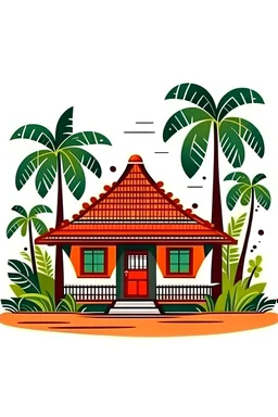 vector art kerala traditional house with trees