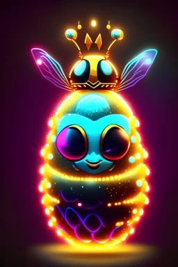 cartoon egg pfp character detailed queen bee glitter neon