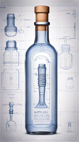 blueprint of bottle with a screw cork inside