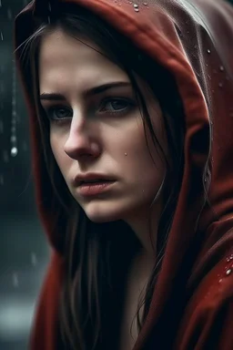 Rain, sad woman, beautiful, attractive,