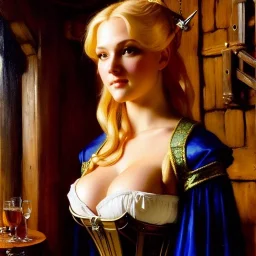 fullbody portrait 'beautiful face blonde massiveboobs medieval wench on tavern in medieval city',corset,painting by gaston bussiere, greg rutkowski, yoji shinkawa, yoshitaka amano, tsutomu nihei, donato giancola, tim hildebrandt, oil on canvas, cinematic composition,sharp image, extreme detail,((fit full head inside picture)),32k