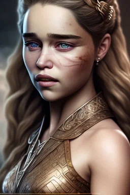 full portrait body, emilia clarke, maximum quality, maximum detailed, intricate, viking clothes, colored makeup, 8k, light effetc, fog, particles,