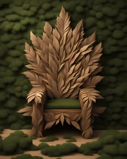 3d throne made out of leaves only , HYPER DETAILED.
