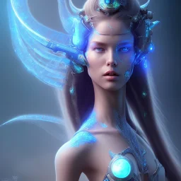 full body of beautiful blue na'vi princess, sci fi sexy, volumetric lighting, particals, intricate detail, realistic, close up