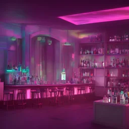cocktail bar, fluorescent, bright, neon, paradise, hyperreal