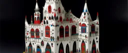 A white vampire bat chateau designed in Matryoshka dolls painted by Alexej von Jawlensky