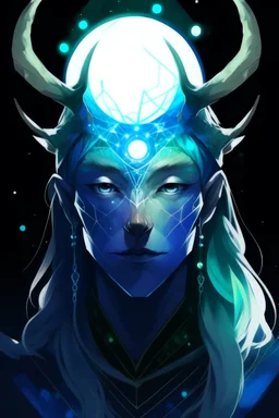 prismatic hair ethereal transparent prism astral projection Male antlers druid of the stars beard constellations radiance prismatic shining starlight enshrouded radiance