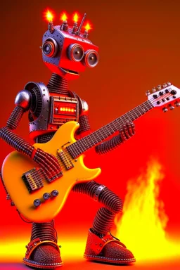 Firestarter robot with a guitar