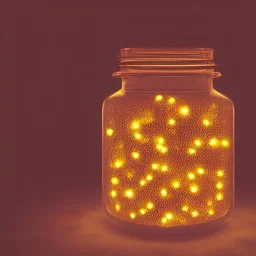 lantern, swarm of glowing fireflies inside a belljar, polaroid, luminescent glow, moody, tender, photorealistic, octane render, golden hour