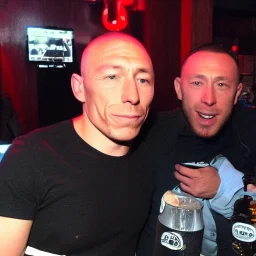 georges st pierre completely intoxicated by drugs in a bar kissing guy