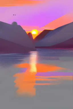 vally and sunset drawn