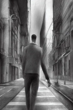 street, tall man with cockatoo head walking, model style, hyper realistic, accurate, delicate, extremely detailed, Graphic novel style, wide-angle, front view, open aperture, superfine pencil