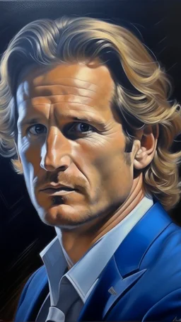 Portrait diego forlan detective, oil canva painting