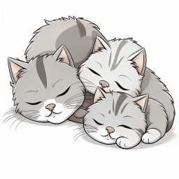 grey kittens sleeping cartoon