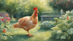 a hen in the garden