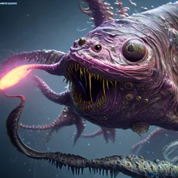 fluid ink angler fish creature, unreal engine 5, 8k resolution, photorealistic, ultra detailed