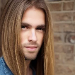 Man with blond straight hair and brown eyes