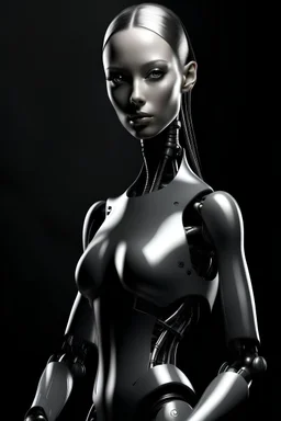beautiful android woman standing up