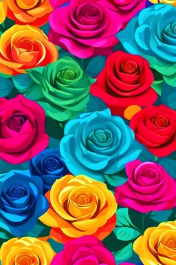 field of colorful roses seemless pattern
