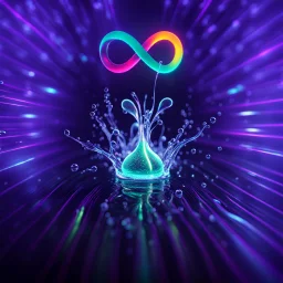 infinity symbol ∞ with vibrant single Plankton in water, striking, neon, chiaroscuro, dramatic, captivating, powerful, fantasy, beautiful, octane render, 16k post-production, artstation: award-winning: atmospheric: commanding: fantastical: clarity: ultra quality: striking: brilliance: stunning colors: amazing depth; lens: f/11, 35mm