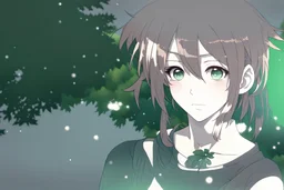 The beautiful and perfect portrait in the Spruce Street, anime female character is in the park of the town, 8K resolution, high quality, ultra graphics, and detailed with lines.