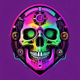 FLAT VECTOR LAYERED IMAGE OF CYBERNETIC SKULL PARTS IN A SCHEMATIC