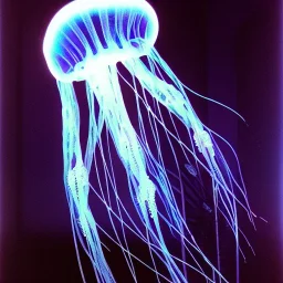 biomorphic jellyfish morphed with electronic wiring and mixed with lighting, foto-realistisch,Nanopunk and Biopunk ,TG,8k, art by HR Giger.