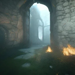 portal to another world, arch, scorched, octane render, 8K, Unreal Engine