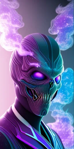 purple venom galaxy super villain and teal smoke background