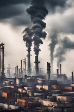 Factory gas emissions, polluted cities