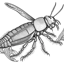 outline art for instects for adults with field cricket , white background, Sketch styl, only use outline. clean line art, no shadows and clear and well outlined, Intricate Patterns and Details