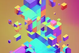 3D colorful geometric installation, simplistic, studio lighting, C4D, 16k, Behance, Artstation, centered, top down camera, vibrant