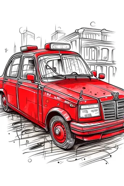 cely červeny kresleny taxik